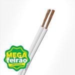 Cabo-Paralelo-075mm-2-Vias-Megatron-300V-Branco-Rolo-com-100m