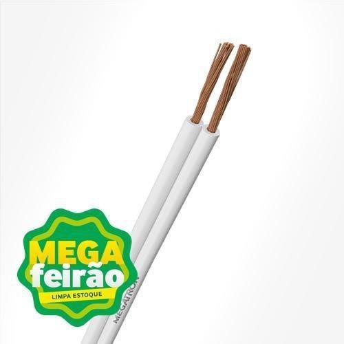 Cabo-Paralelo-075mm-2-Vias-Megatron-300V-Branco-Rolo-com-100m