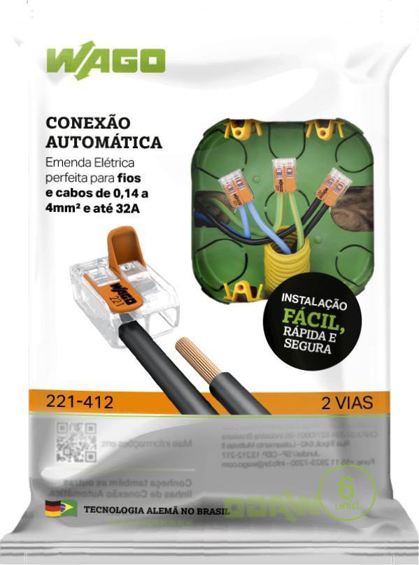 CONECTOR-EMENDA-WAGO-221-412-2-POLOS-PACOTE-COM-6-UNIDADES