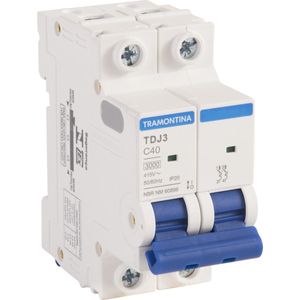 Disjuntor DIN 2 Polos Bipolar 40A Curva de Disparo C TDJ3 Tramontina