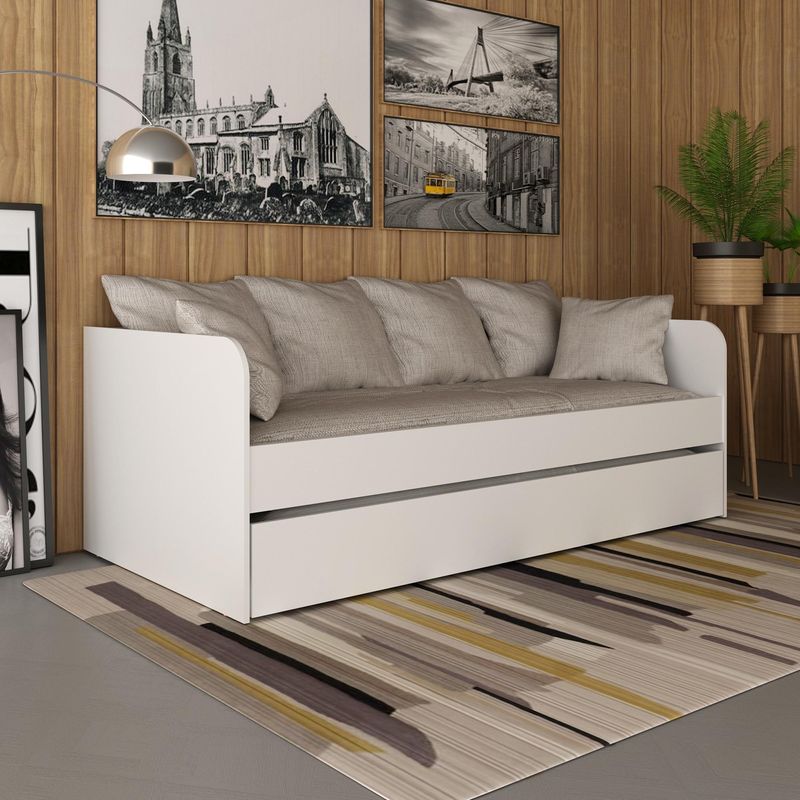 Cama Solteiro com Cama Auxiliar Tecno Mobili Branca