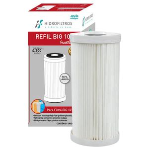 Refil P/ Filtro Big 10" Poço, Entrada Cavalete Ou Caixa D'Água 50 Micra Plissado Lavável - Hidrofiltros