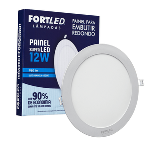 Painel Led Embutir Redondo 12W 110/220V Fortled