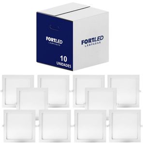 Kit C/ 10 Paineis Led Sobrepor 18W Quadrado - Fortled