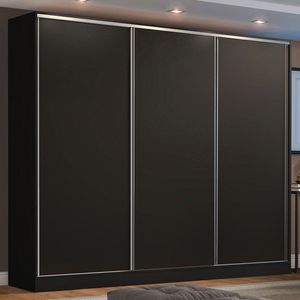 Guarda-Roupa Casal 100% MDF Madesa Zurique 3 Portas de Correr Preto