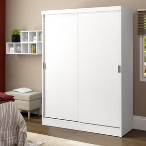 Guarda-Roupa Solteiro Madesa Luke 2 Portas de Correr de Madeira Branco