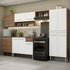 Armário de Cozinha Completa 293cm Rustic/Branco Emilly Madesa 01