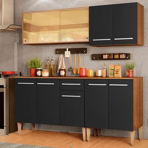 Armário de Cozinha Completa 169cm Rustic/Preto Emilly Drive Madesa 04