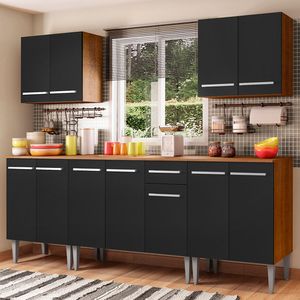 Armário de Cozinha Completa 233cm Rustic/Preto Emilly King Madesa 01