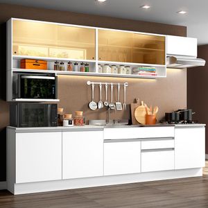 Armário de Cozinha Completa 300cm Branco Verona Madesa XA01