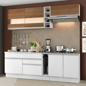 Armário de Cozinha Completa 220cm Branco/Branco/Rustic Parma Madesa 02