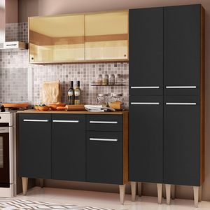 Armário de Cozinha Completa 169cm Rustic/Preto Emilly Voice Madesa 06