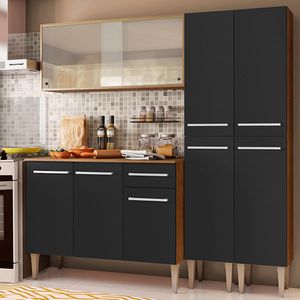 Armário de Cozinha Completa 169cm Rustic/Preto Emilly Fly Madesa 05