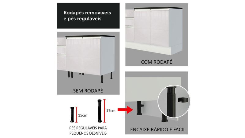 Cozinha Completa Planejada de Canto 3,39x1,68mt 11 peças Linha