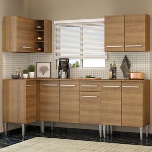 Armário de Cozinha Completa de Canto 293cm Rustic Emilly Open Madesa 01