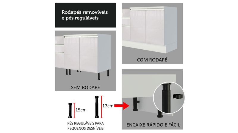 Armário de Cozinha Completa de Canto 100% MDF 448 cm Frentes