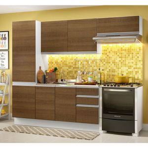 Armário de Cozinha Completa 100% MDF 260cm Branco/Rustic Acordes Madesa XA02