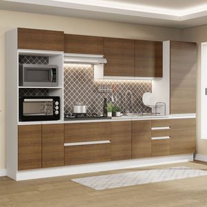 Armário de Cozinha Completa 100% MDF 330cm Branco/Rustic Acordes Madesa 05