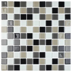 Pastilha de Vidro Glass Mosaic Cristal Preto e Branco 30X30