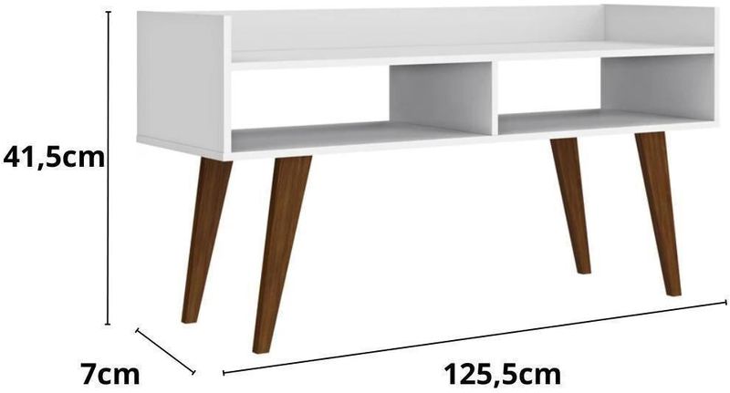 Rack para TV até 42 Polegadas 2 Nichos Movelbento Branco 120cm