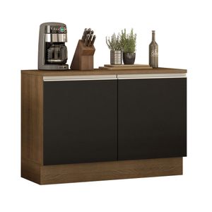 Balcão de Pia Madesa Glamy 120 cm 2 Portas (Com Tampo) Rustic/Preto