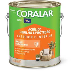 Tinta Acrílica Coral Brilho e Proteção Semi Brilho Branco 3,6L