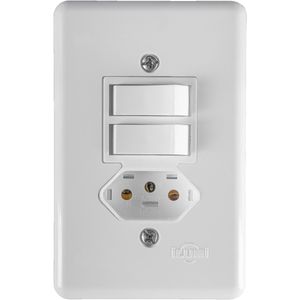 Interruptor Duplo Ilumi Com Tomada 2 Polos e Tomada 10A Stylus 20210