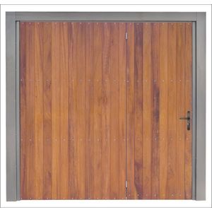 Portão de Aço Maxiaço 630LD 240x220cm Lambri Cedrinho Amazonas com Porta Direita