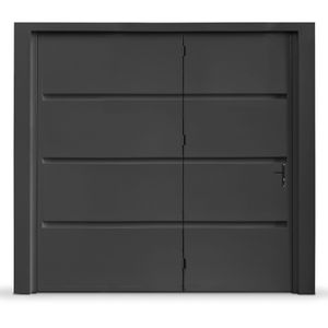 Portão de Aço Maxiaço 970PD 240x220cm Galvanizado com Porta Direita Preto com Negativos