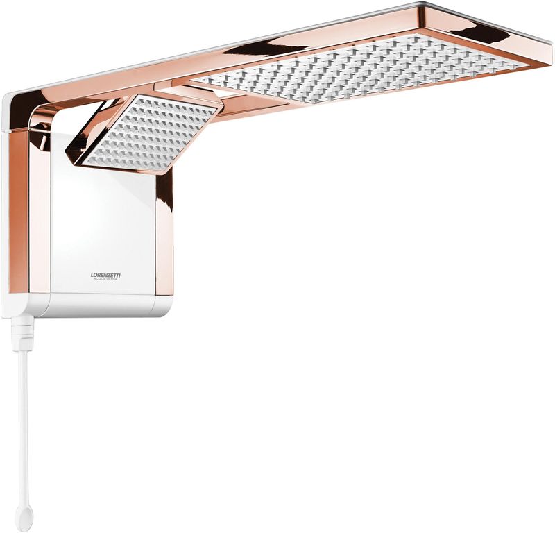 Chuveiro-Eletronico-Lorenzetti-Acqua-Duo-Branco-e-Rose-Dourado-7800W-220V