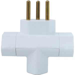 Te Elétrico Ilumi 3 Saidas Tipo T 2 Polos e 1 Tomada 10A 250V Branco