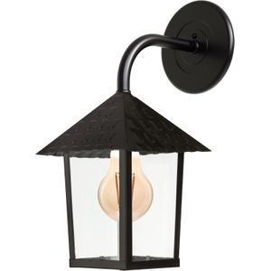 Arandela 1 Lâmpada Colonial Quadrada 100W Aço e Vidro Blumenau 109300-01 Preto Bivolt