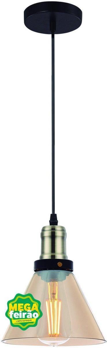 Pendente-1-Lampada-Vintage-Cone-60W-Aco-e-Vidro-Blumenau-89011102-Ambar-Bivolt