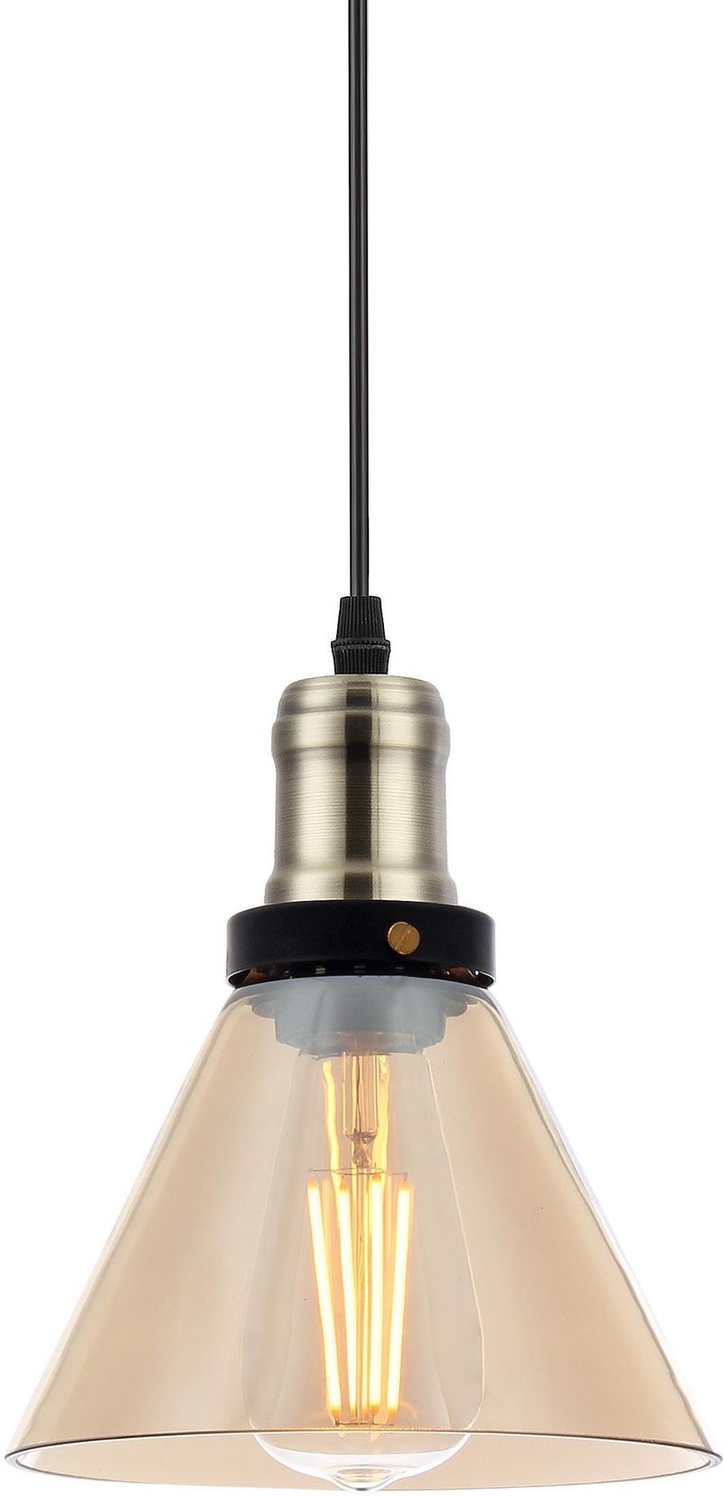 Pendente-1-Lampada-Vintage-Cone-60W-Aco-e-Vidro-Blumenau-89011102-Ambar-Bivolt