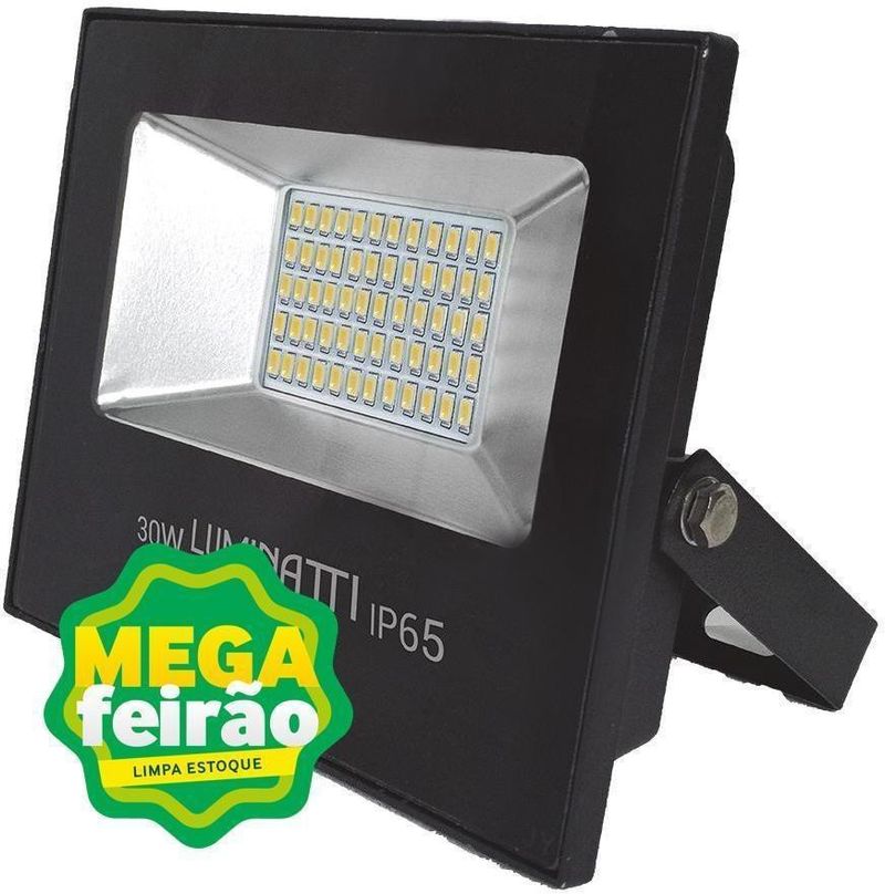Projetor-Led-Multilight-Retangular-30W-6000K-Aluminio-Vidro-E-Polimeros-Sinteticos-Luminatti-Lm245-Preto-Bivolt