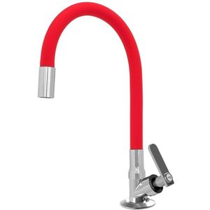 Torneira Pia Cozinha de Plástico Romar de Mesa Bica Móvel Collorflex Red Pratic Cromado Dn15