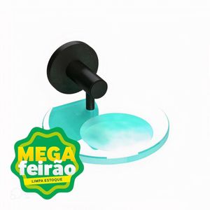Saboneteira de Parede com Vidro Romar Bello Preto