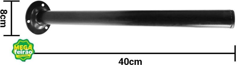 Pé Para Móveis Tipo Tubo Zamar Preto 40cm