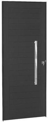 Porta de Alumínio Brasil Lambri 13815 84x215x3,7cm Preta Esquerda com Puxador