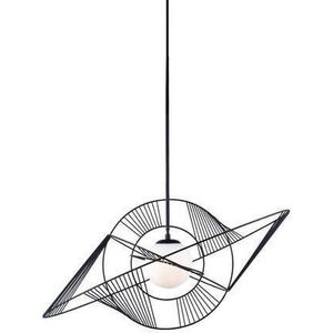 Pendente 1 Lâmpada Elli Aço Vidro e PP Orluce Or1196 Preto Opalino Bivolt