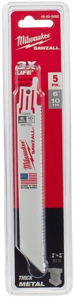Lamina-Para-Serra-Sabre-Milwaukee-48-00-5092-6-10-Dentes-Cartela-com-5-Unidades