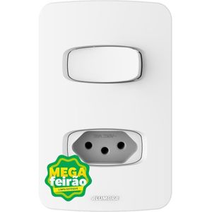 Interruptor Alumbra 4X2 Simples + Tomada Com Placa 20A 85048 NBR 5 Branco