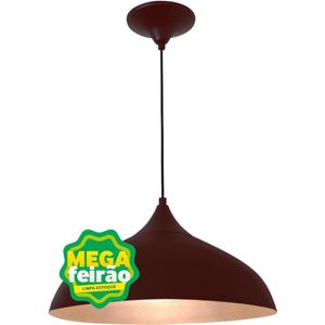 Pendente 1 Lâmpada Sobrepor Vick Até 15W Alumínio Attena 3119 Mar/Gld Marrom/Dourado Bivolt