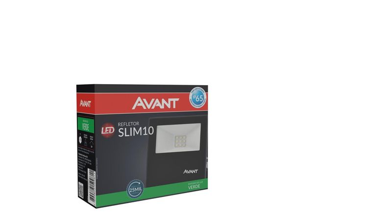 Refletor-LED-Slim-10W-Verde-Aluminio-e-Vidro-Avant-259105376-Preto-Bivolt
