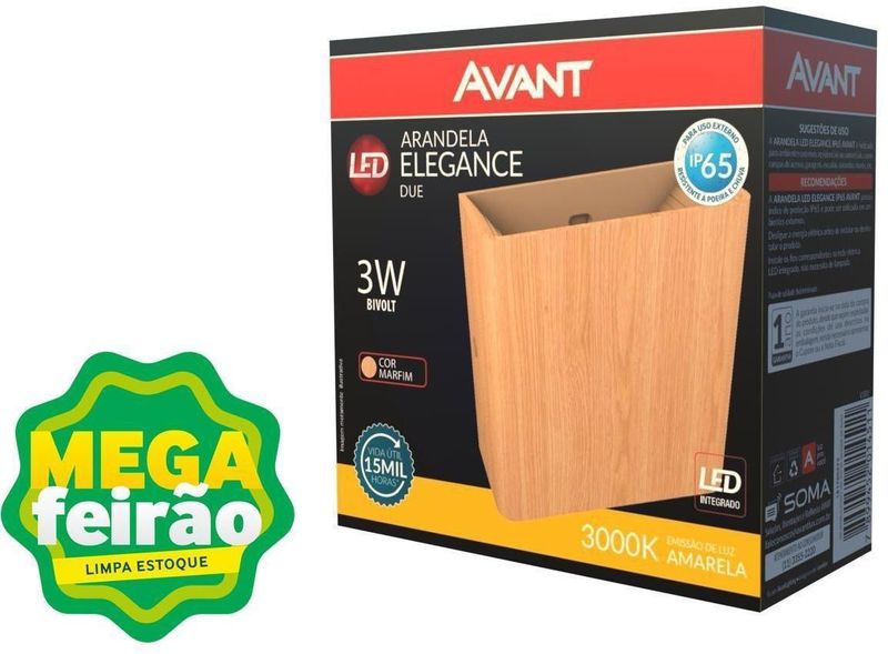 Arandela-LED-Elegance-Due-3W-3000K-Policarbonato-Avant-Marfim-Bivolt