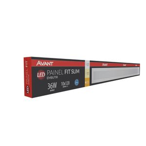 Painel LED de Embutir Fit Slim 36W 3000K Alumínio+Policarbonato Avant 490210570 Branco Bivolt