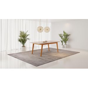 Mesa de Jantar 4 Lugares com Tampo de Vidro JCM Amadeirado e Off 120cm