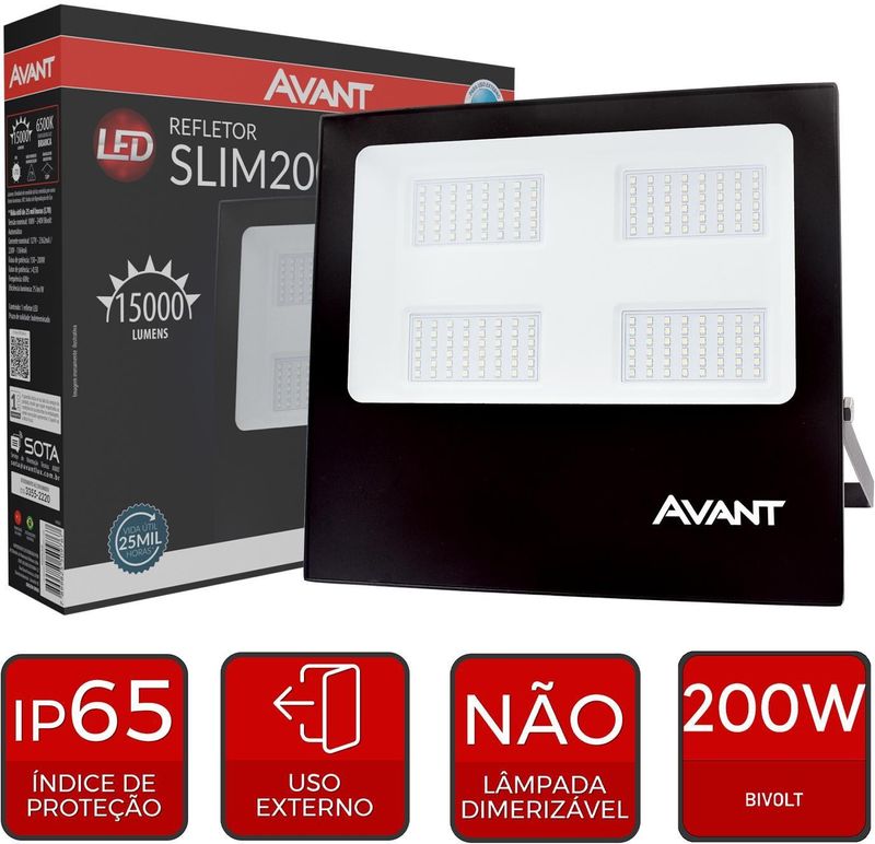 Refletor Led Avant SL200 6500K 15000 Branco Bivolt