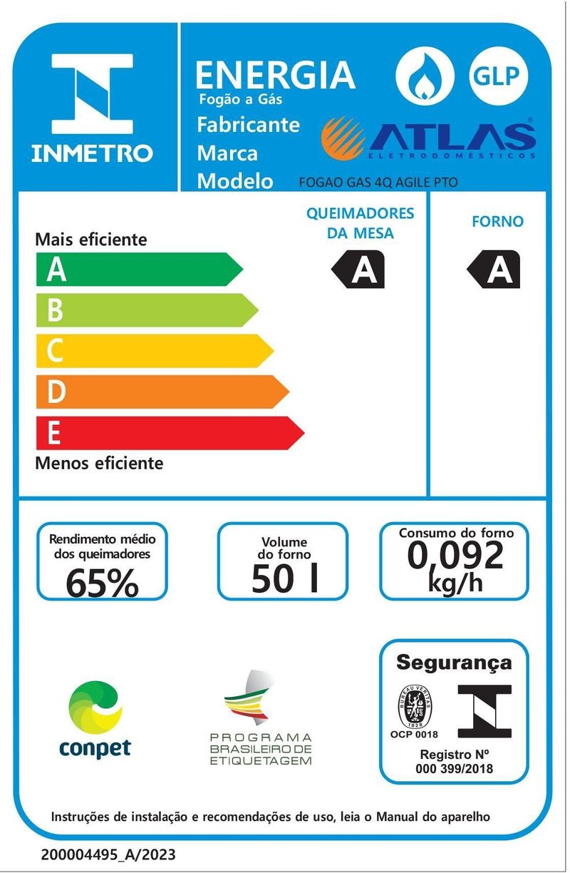 Fogao-a-Gas-de-Piso-4-Bocas-Atlas-Agile-Mesa-de-Aco-Inox-com-Acendimento-Automatico-Preto-Bivolt