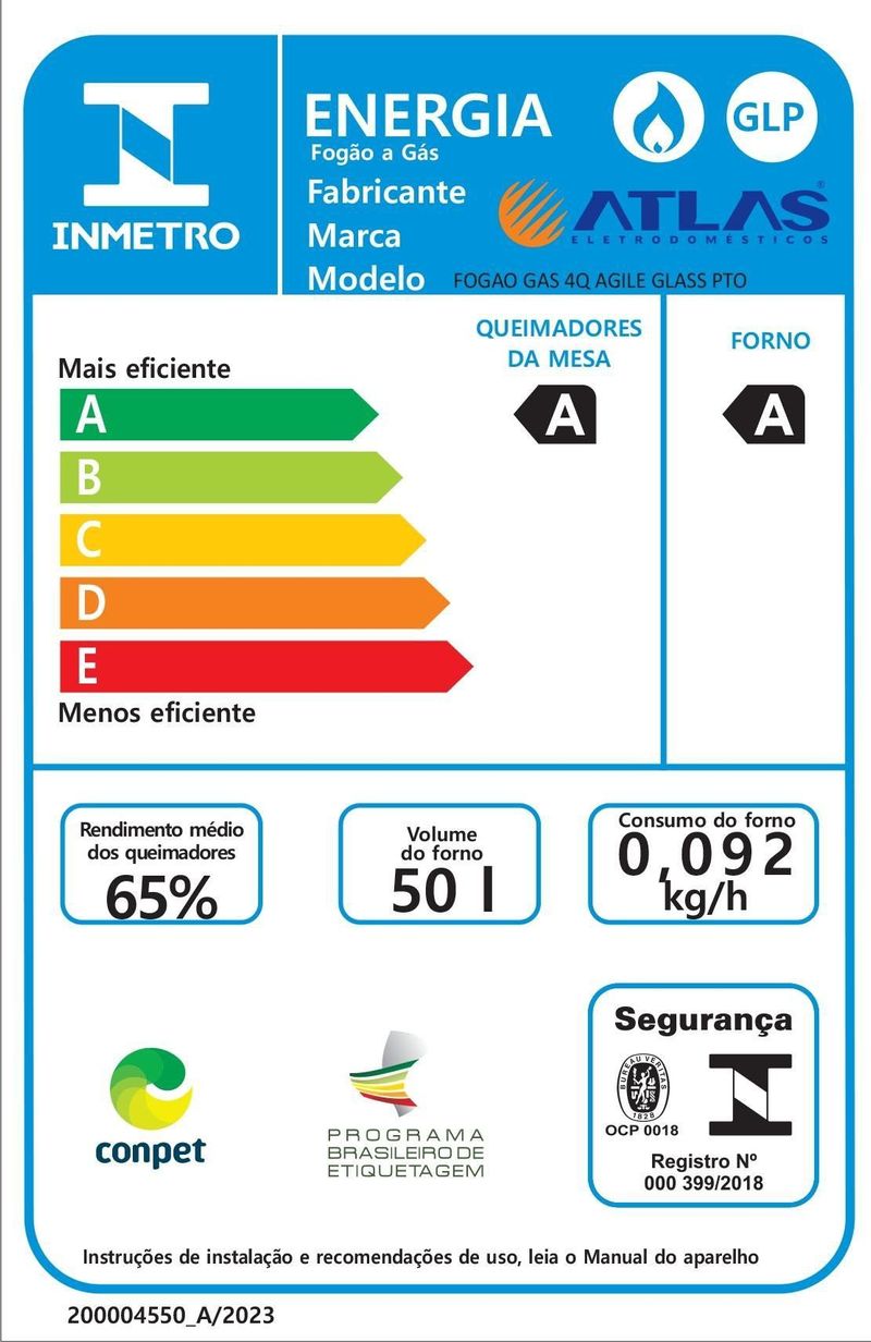 Fogao-a-Gas-de-Piso-4-Bocas-Atlas-Agile-Glass-Mesa-de-Vidro-com-Acendimento-Automatico-Preto-Bivolt
